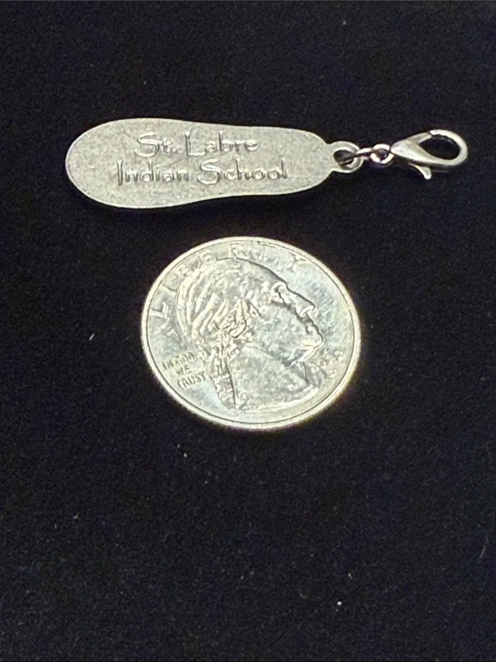 Vintage St. Labre Indian School Silver Moccasin Charm Zipper Chain Pull